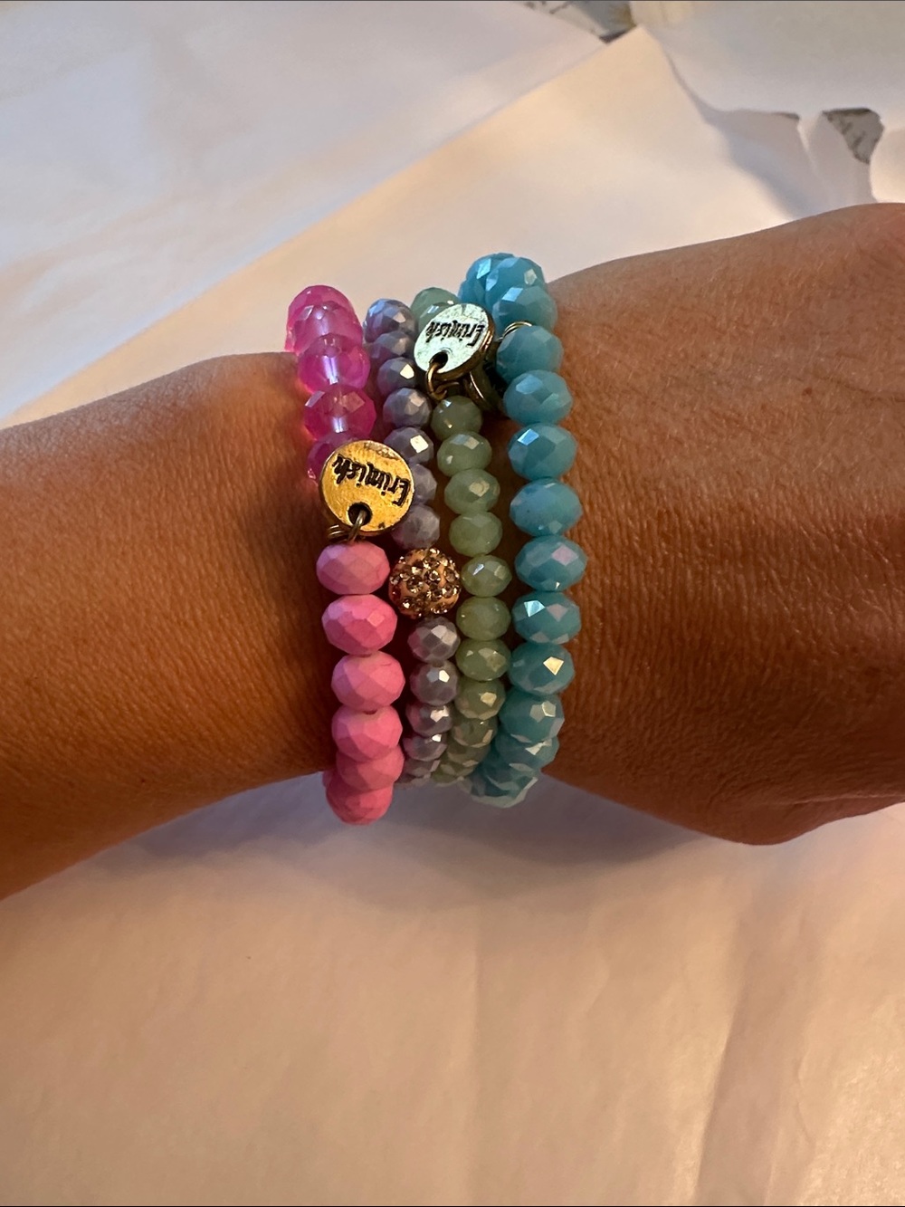 Erimish Multicolor Pink, Purple, Mint & Aqua Beaded Bracelet Set